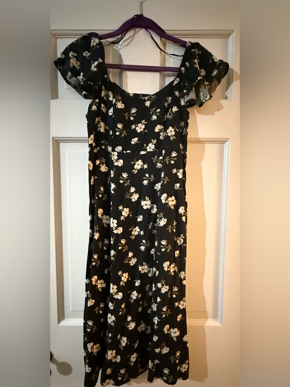 Old Navy Black Floral Midi Dress